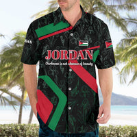 Jordan Black Iris Hawaiian Shirt with Flag Colors and Cultural Quote