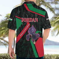 Jordan Black Iris Hawaiian Shirt with Flag Colors and Cultural Quote