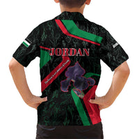 Jordan Black Iris Hawaiian Shirt with Flag Colors and Cultural Quote