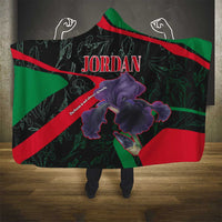 Jordan Black Iris Hooded Blanket with Flag Colors and Cultural Quote