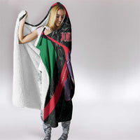 Jordan Black Iris Hooded Blanket with Flag Colors and Cultural Quote