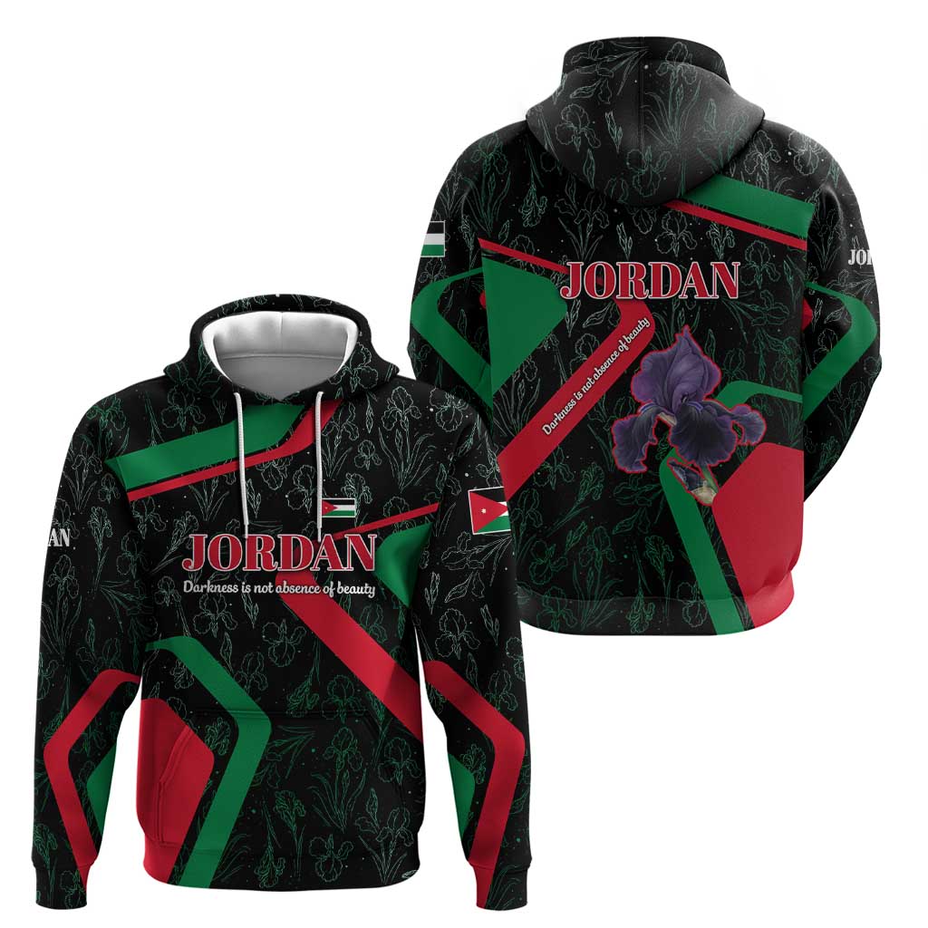 Jordan Black Iris Hoodie with Flag Colors and Cultural Quote