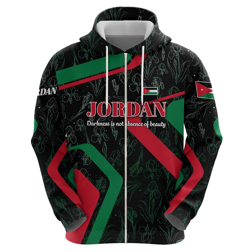 Jordan Black Iris Hoodie with Flag Colors and Cultural Quote