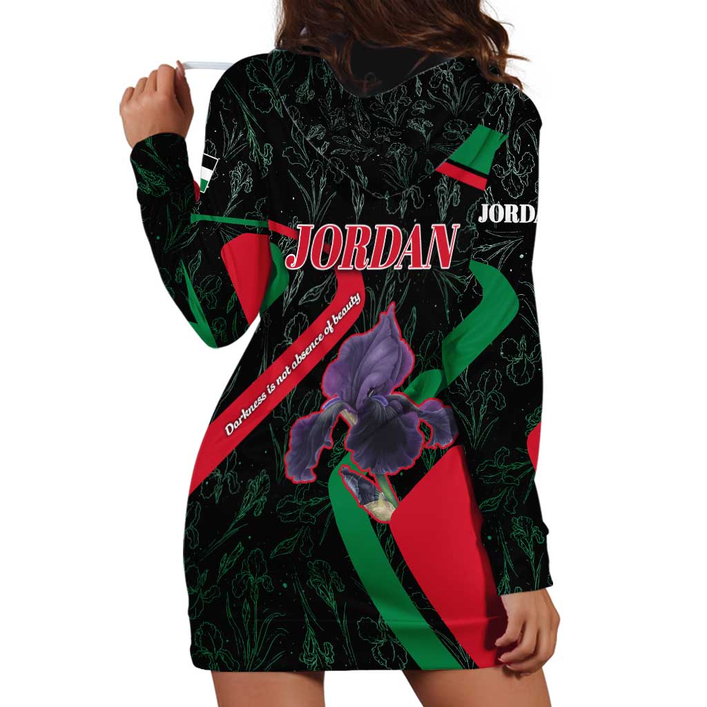 Jordan Black Iris Hoodie Dress with Flag Colors and Cultural Quote