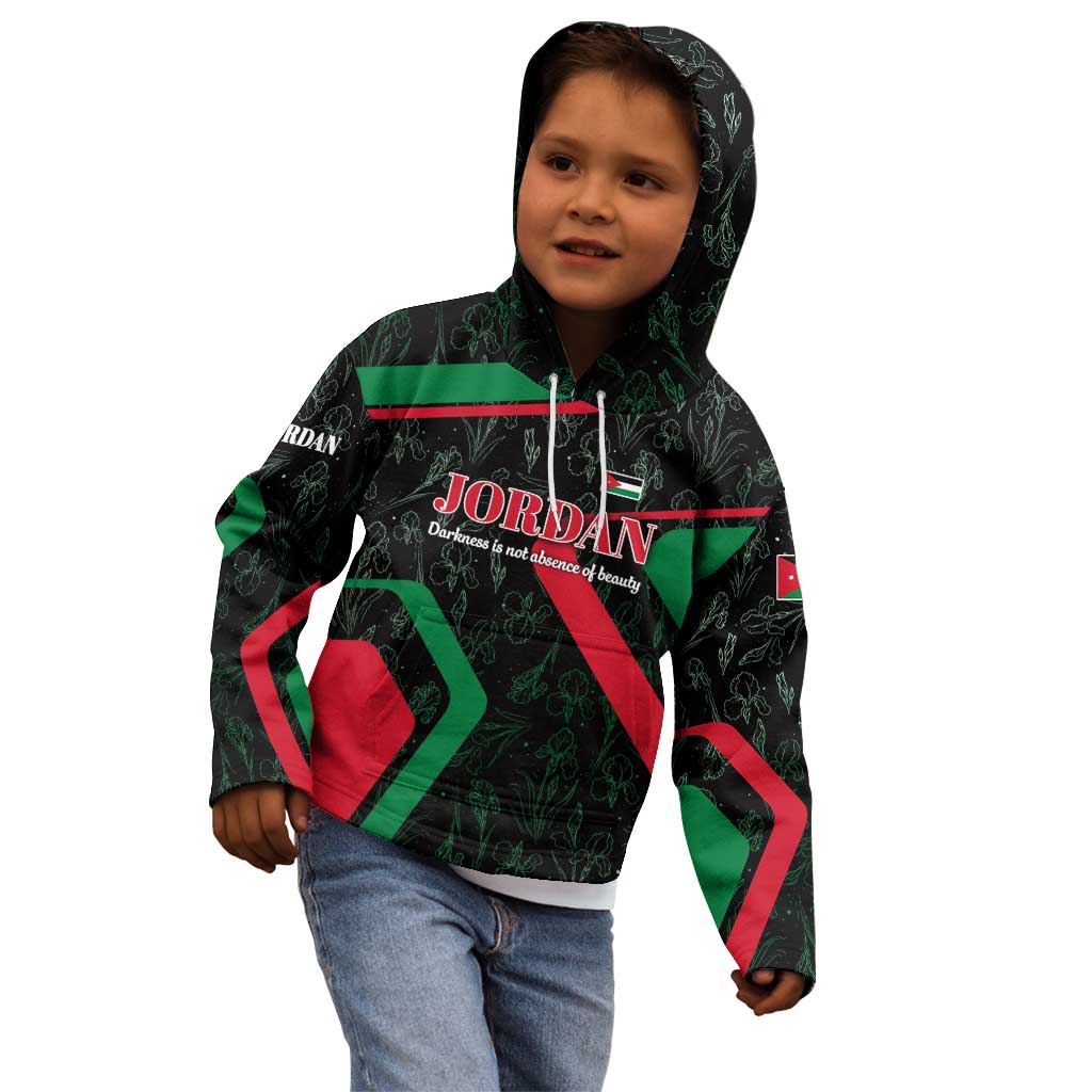Jordan Black Iris Kid Hoodie with Flag Colors and Cultural Quote