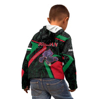 Jordan Black Iris Kid Hoodie with Flag Colors and Cultural Quote