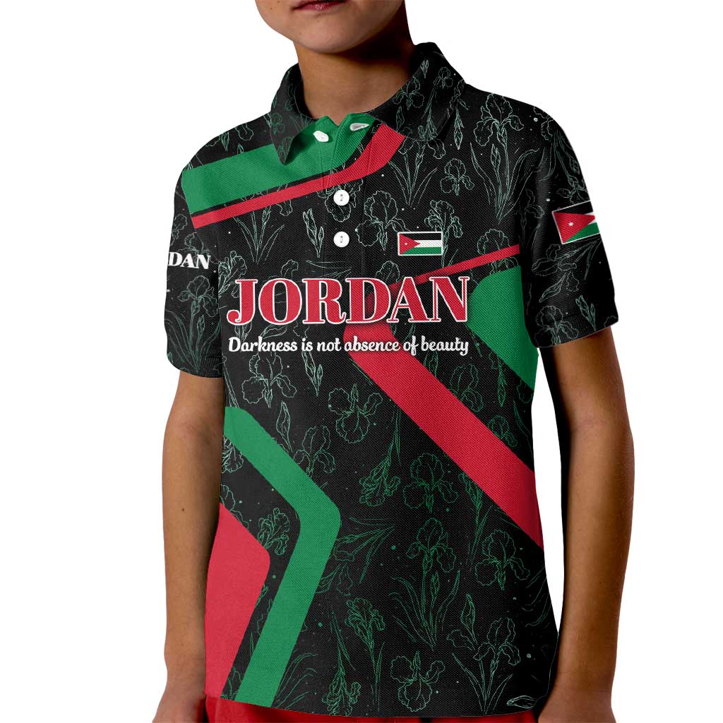 Jordan Black Iris Kid Polo Shirt with Flag Colors and Cultural Quote