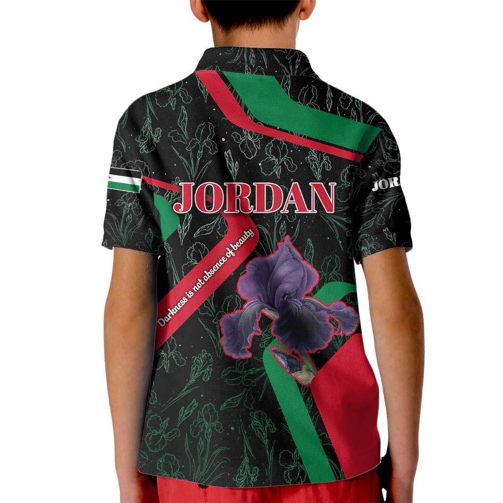 Jordan Black Iris Kid Polo Shirt with Flag Colors and Cultural Quote
