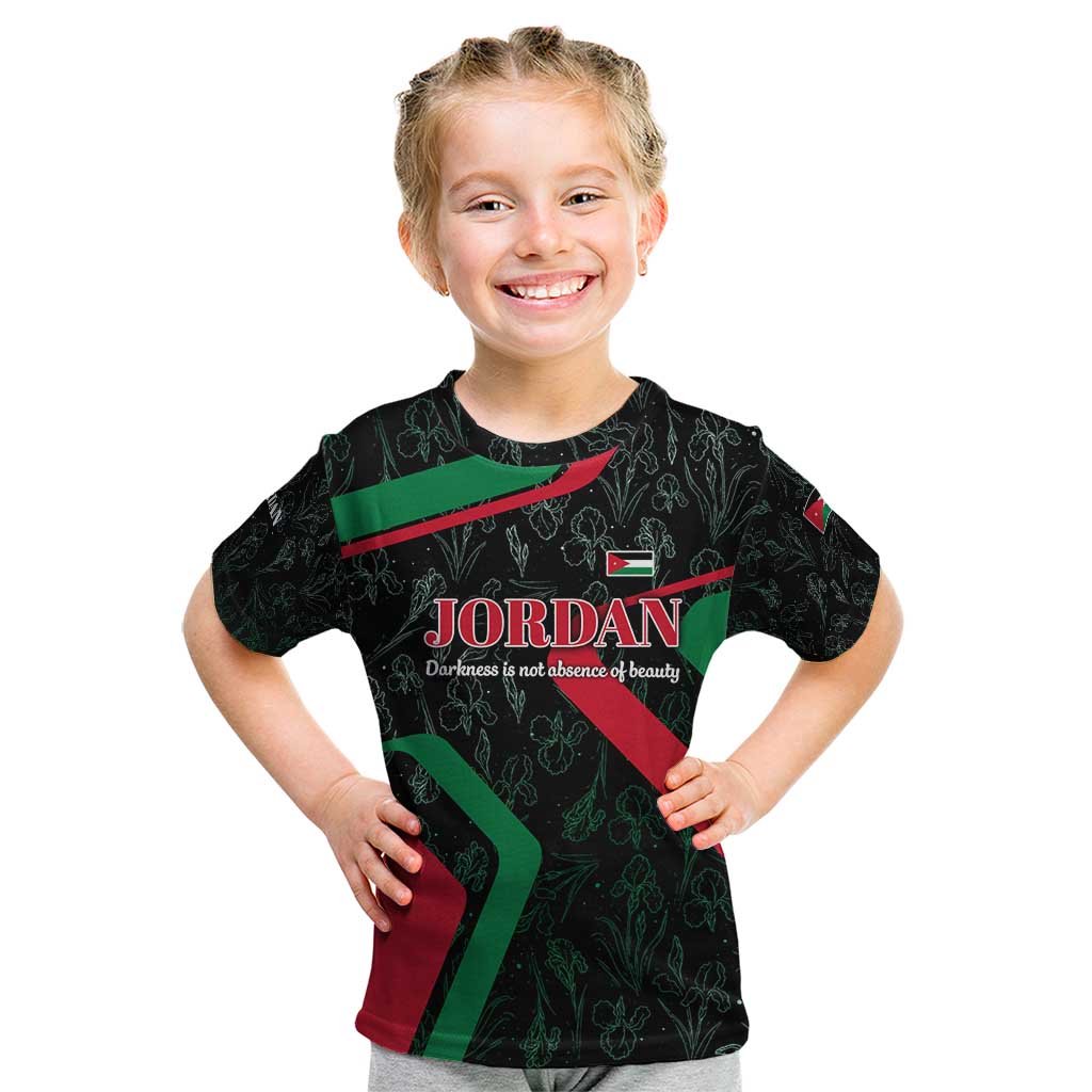 Jordan Black Iris Kid T Shirt with Flag Colors and Cultural Quote