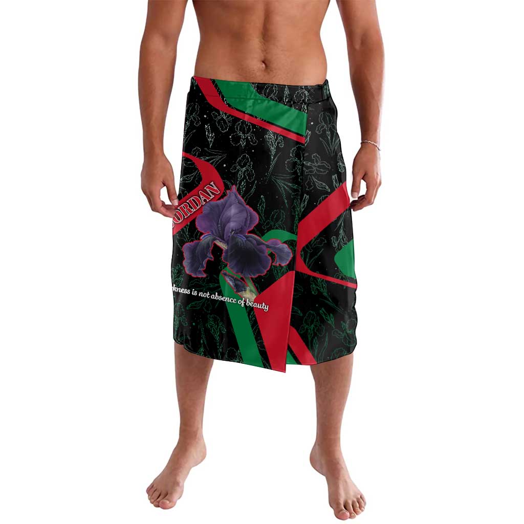 Jordan Black Iris Lavalava with Flag Colors and Cultural Quote