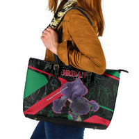 Jordan Black Iris Leather Tote Bag with Flag Colors and Cultural Quote