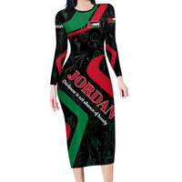 Jordan Black Iris Long Sleeve Bodycon Dress with Flag Colors and Cultural Quote