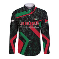 Jordan Black Iris Long Sleeve Button Shirt with Flag Colors and Cultural Quote