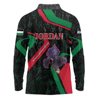 Jordan Black Iris Long Sleeve Polo Shirt with Flag Colors and Cultural Quote