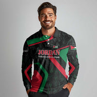 Jordan Black Iris Long Sleeve Polo Shirt with Flag Colors and Cultural Quote