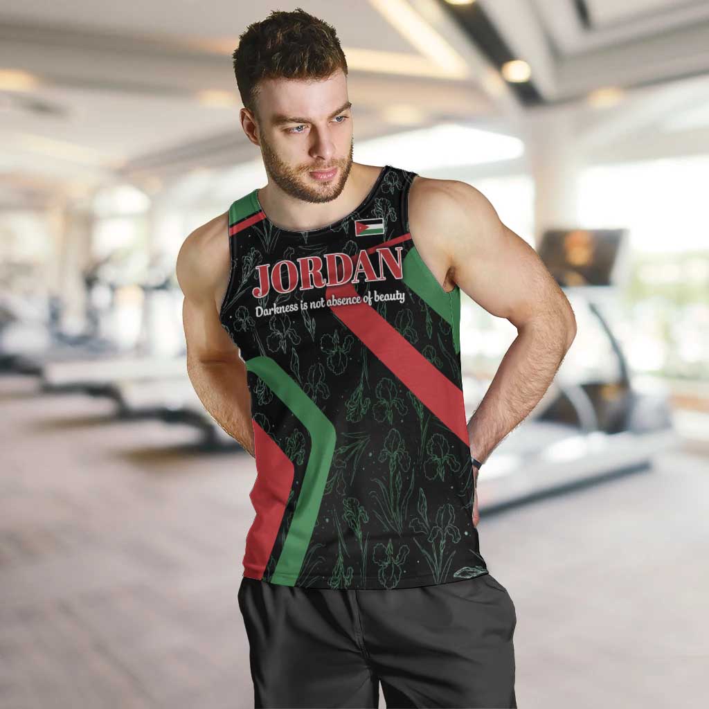 Jordan Black Iris Men Tank Top with Flag Colors and Cultural Quote