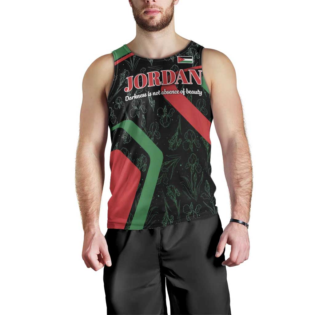 Jordan Black Iris Men Tank Top with Flag Colors and Cultural Quote
