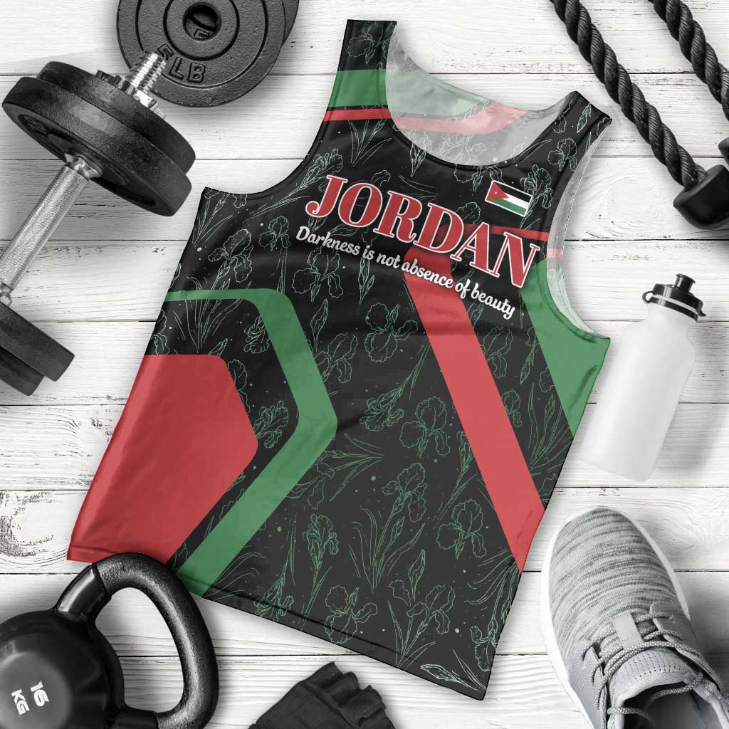 Jordan Black Iris Men Tank Top with Flag Colors and Cultural Quote