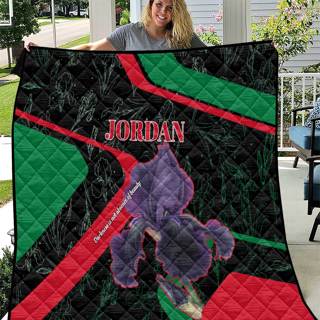 Jordan Black Iris Quilt with Flag Colors and Cultural Quote