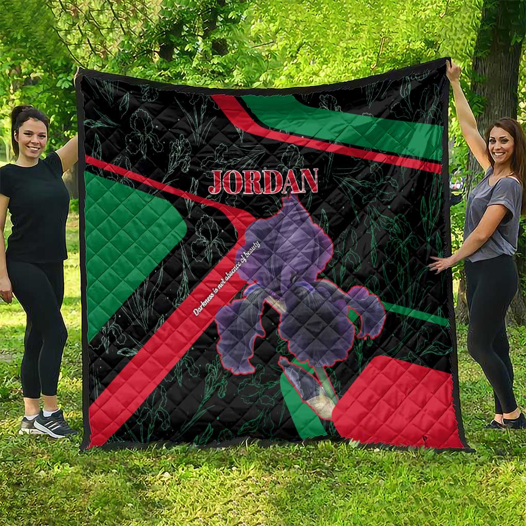 Jordan Black Iris Quilt with Flag Colors and Cultural Quote