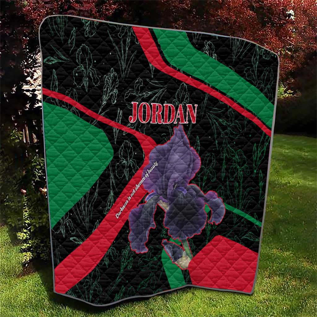 Jordan Black Iris Quilt with Flag Colors and Cultural Quote