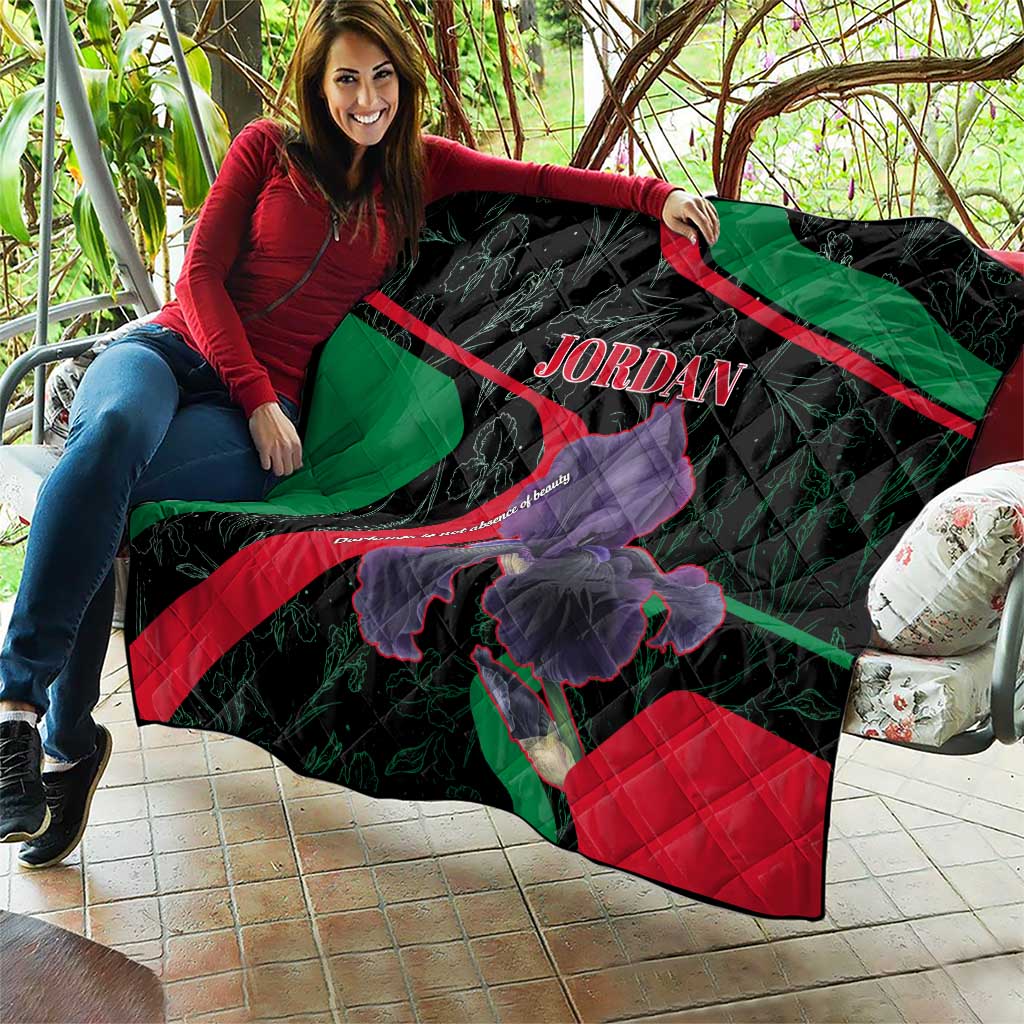 Jordan Black Iris Quilt with Flag Colors and Cultural Quote