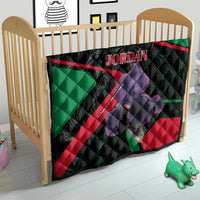 Jordan Black Iris Quilt with Flag Colors and Cultural Quote