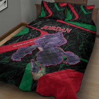 Jordan Black Iris Quilt Bed Set with Flag Colors and Cultural Quote