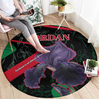 Jordan Black Iris Round Carpet with Flag Colors and Cultural Quote