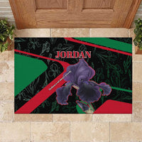 Jordan Black Iris Rubber Doormat with Flag Colors and Cultural Quote