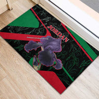 Jordan Black Iris Rubber Doormat with Flag Colors and Cultural Quote