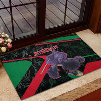 Jordan Black Iris Rubber Doormat with Flag Colors and Cultural Quote