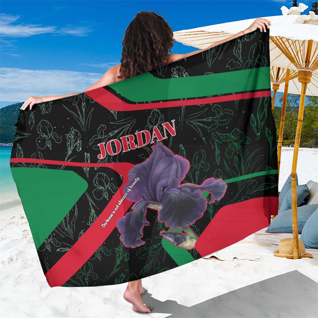 Jordan Black Iris Sarong with Flag Colors and Cultural Quote