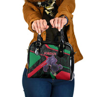 Jordan Black Iris Shoulder Handbag with Flag Colors and Cultural Quote