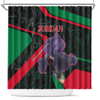 Jordan Black Iris Shower Curtain with Flag Colors and Cultural Quote