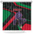 Jordan Black Iris Shower Curtain with Flag Colors and Cultural Quote
