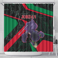 Jordan Black Iris Shower Curtain with Flag Colors and Cultural Quote