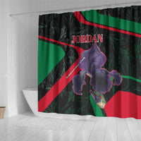 Jordan Black Iris Shower Curtain with Flag Colors and Cultural Quote