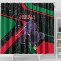 Jordan Black Iris Shower Curtain with Flag Colors and Cultural Quote