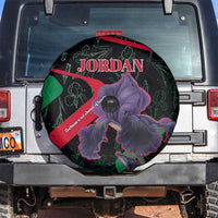 Jordan Black Iris Spare Tire Cover with Flag Colors and Cultural Quote