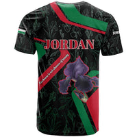 Jordan Black Iris T Shirt with Flag Colors and Cultural Quote