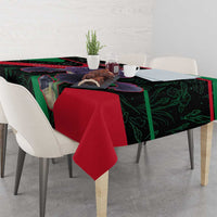 Jordan Black Iris Tablecloth with Flag Colors and Cultural Quote