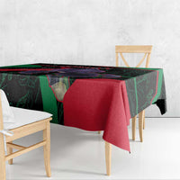 Jordan Black Iris Tablecloth with Flag Colors and Cultural Quote