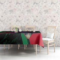 Jordan Black Iris Tablecloth with Flag Colors and Cultural Quote