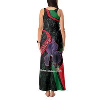 Jordan Black Iris Tank Maxi Dress with Flag Colors and Cultural Quote