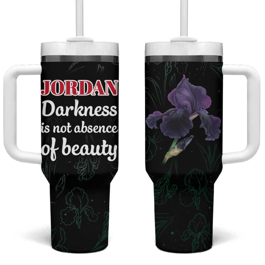 Jordan Black Iris Tumbler With Handle with Flag Colors and Cultural Quote
