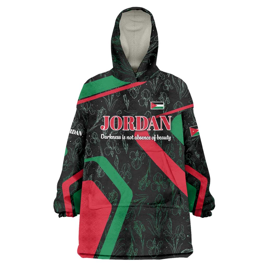 Jordan Black Iris Wearable Blanket Hoodie with Flag Colors and Cultural Quote