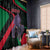 Jordan Black Iris Window Curtain with Flag Colors and Cultural Quote