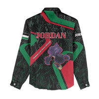 Jordan Black Iris Women Casual Shirt with Flag Colors and Cultural Quote