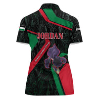 Jordan Black Iris Women Polo Shirt with Flag Colors and Cultural Quote